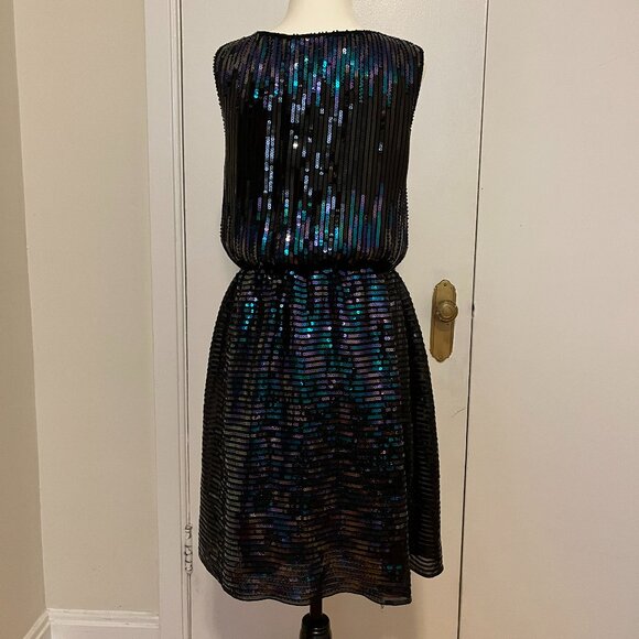 Molly Bracken Iridescent Black Sequin Party Dress – Size S - Picture 6 of 13